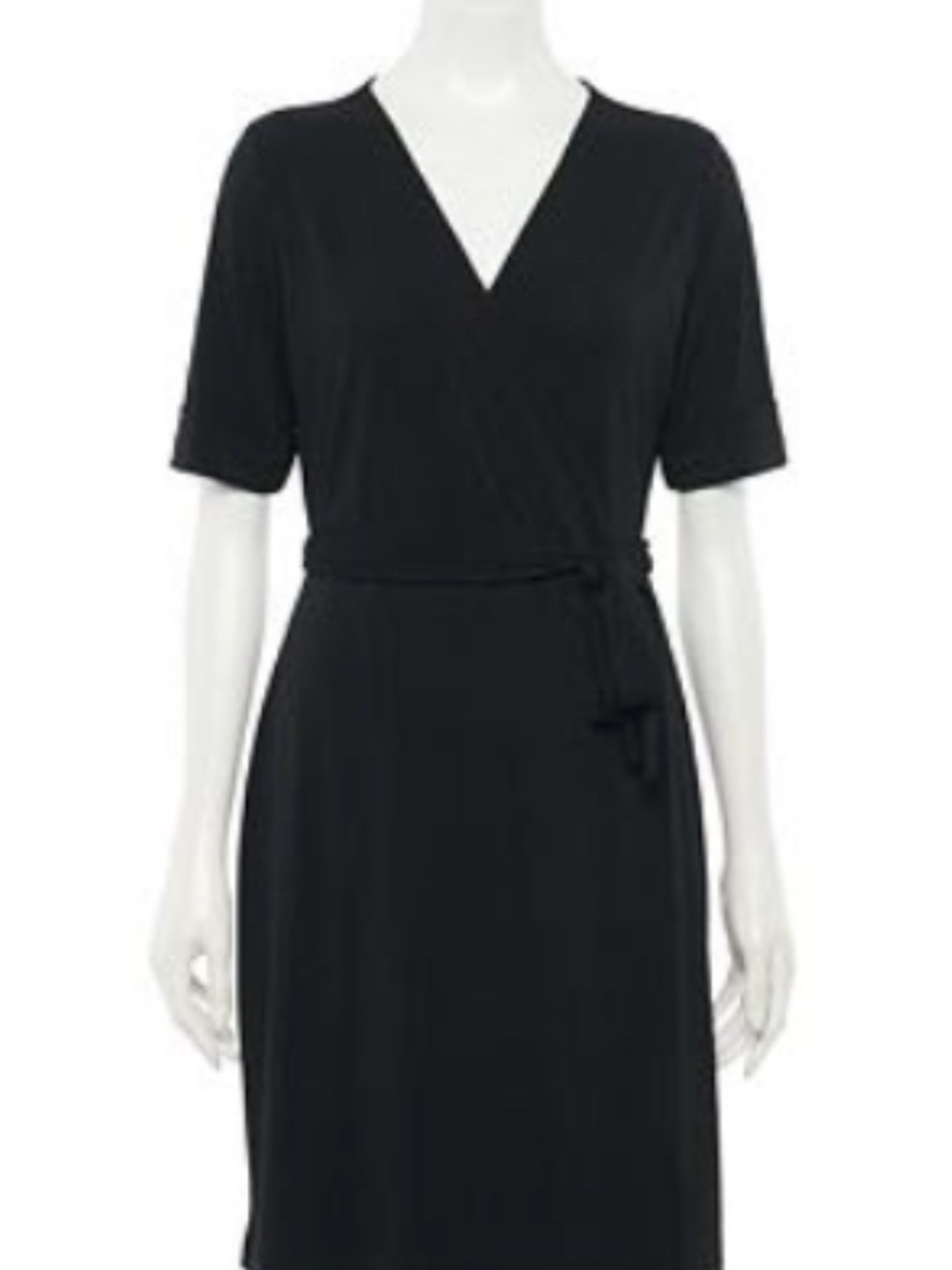 Apt. 9 Black Wrap-Front Short Sleeve Dress